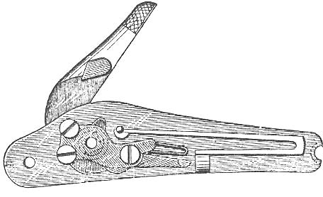 Řez zámkem na dobové kresbě pušky Krnka 1869 