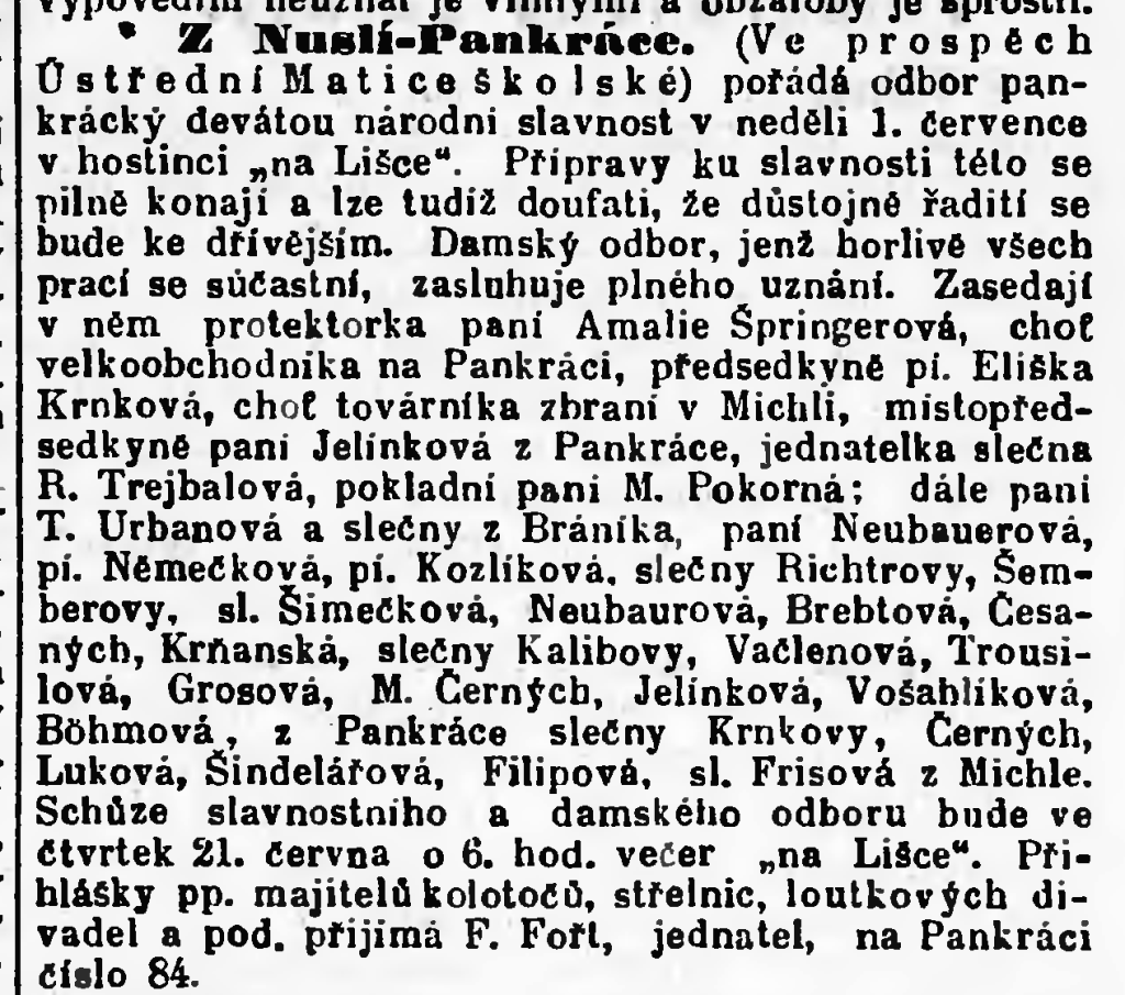 Výsek z dobového tisku Národní politika ze dne 19. 6. 1894  (pořízeno ze systému Kramerius Národní knihovny)