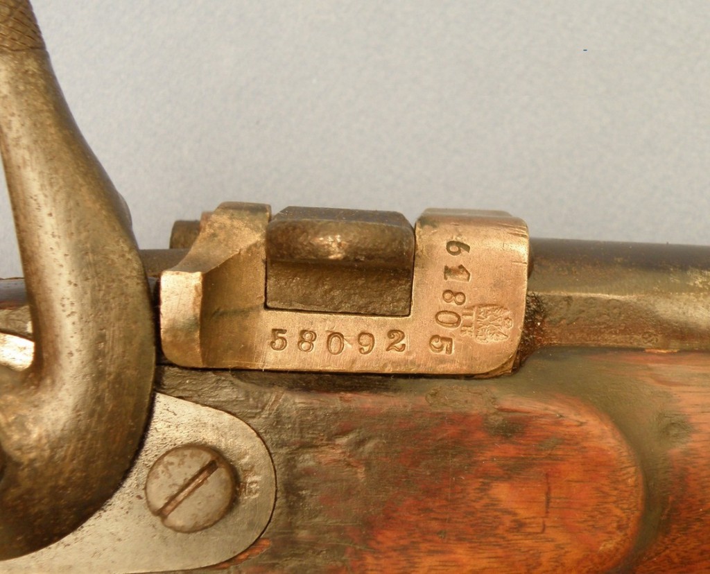 Detail značení pouzdra závěru pušky Krnka 1869